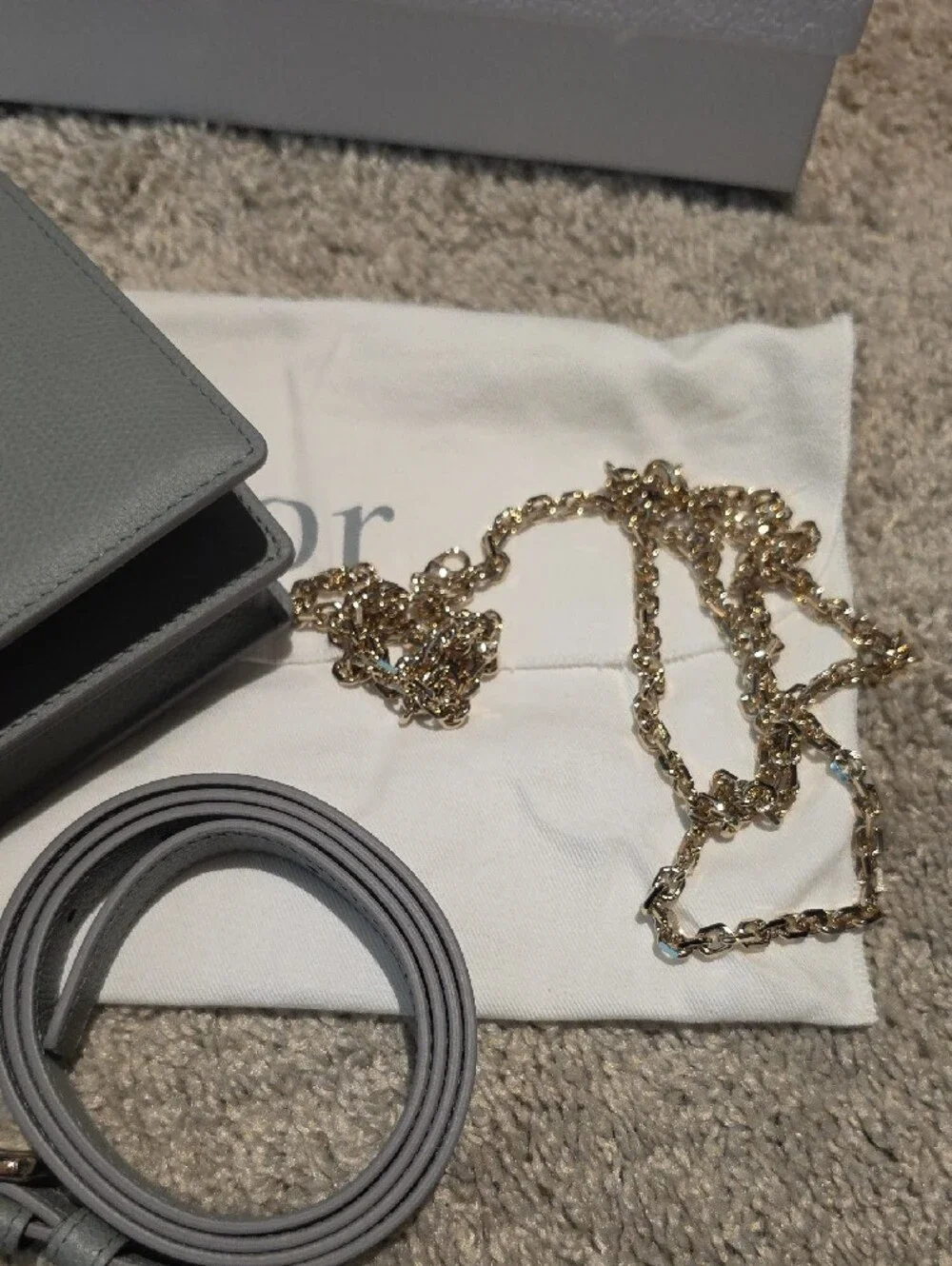Dior Gray Leather Clutch with Gold CD Hardware